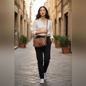 Vintage Castioni Italy Lizard Embossed Suede Shoulder Bag Brown Leather Hobo